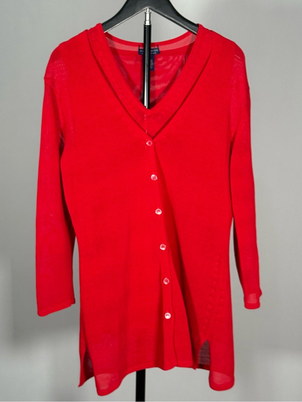 Vtg Doncaster Collection Cardigan Sweater Set Women’s Red Cotton Blend Sheer M